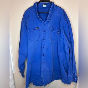 LAPCO FR Men’s Fire Resistant Button Down Shirt Size XXL Blue